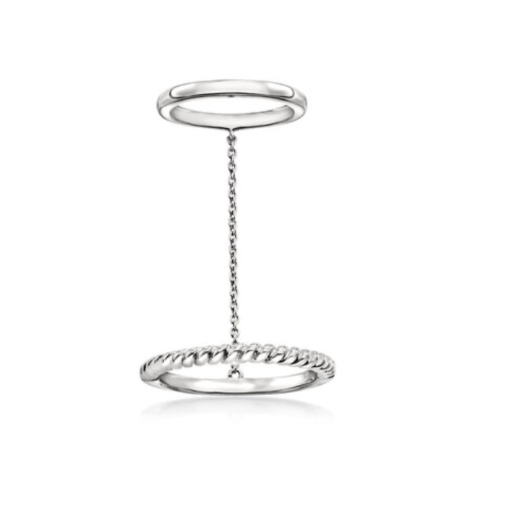 Ross Simons Sterling Silver Chain-Linked Double Ring - Size 5